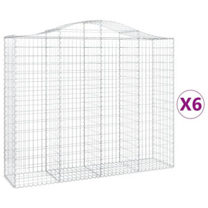 Kosze gabionowe, 6 szt, 200x50x160/180 cm, galwanizowane żelazo