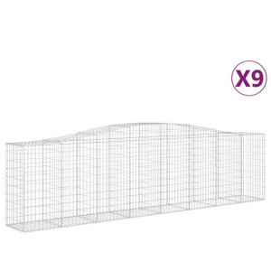 Kosze gabionowe, 9 szt, 400x50x100/120 cm, galwanizowane żelazo