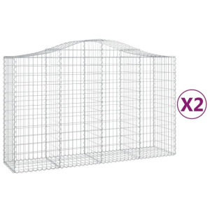 Kosze gabionowe, 2 szt, 200x50x120/140 cm, galwanizowane żelazo