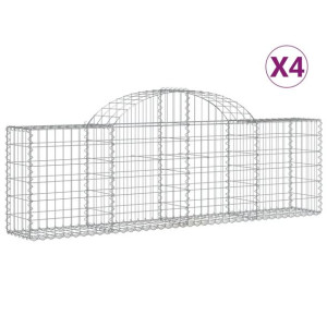 Kosze gabionowe, 4 szt, 200x30x60/80 cm, galwanizowane żelazo