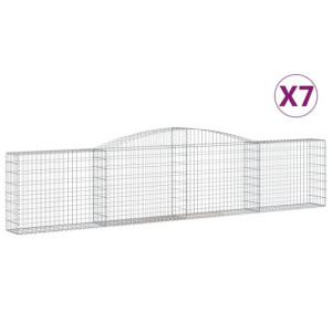 Kosze gabionowe, 7 szt, 400x30x80/100 cm, galwanizowane żelazo