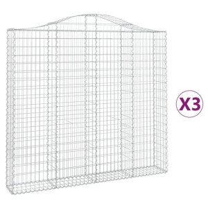Kosze gabionowe, 3 szt, 200x30x180/200 cm, galwanizowane żelazo