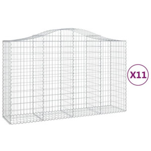 Kosze gabionowe, 11 szt, 200x50x120/140cm, galwanizowane żelazo