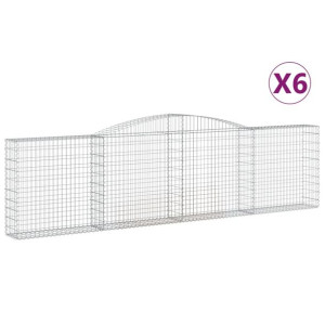 Kosze gabionowe, 6 szt, 400x30x100/120 cm, galwanizowane żelazo