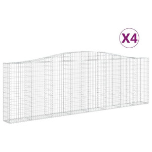 Kosze gabionowe, 4 szt, 400x30x120/140 cm, galwanizowane żelazo
