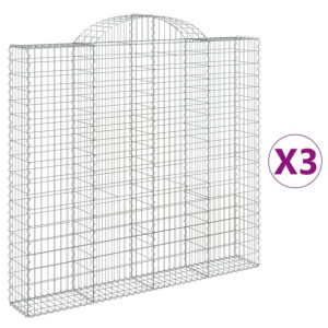 Kosze gabionowe, 3 szt, 200x30x180/200 cm, galwanizowane żelazo