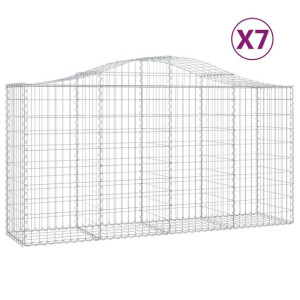 Kosze gabionowe, 7 szt, 200x50x100/120 cm, galwanizowane żelazo