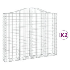 Kosze gabionowe, 2 szt, 200x30x160/180 cm, galwanizowane żelazo