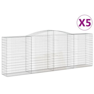 Kosze gabionowe, 5 szt, 400x50x140/160 cm, galwanizowane żelazo