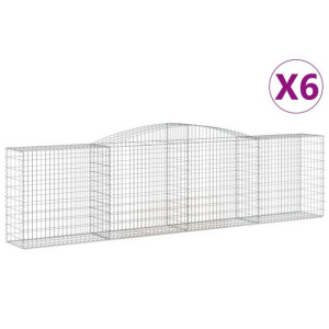 Kosze gabionowe, 6 szt, 400x50x100/120 cm, galwanizowane żelazo