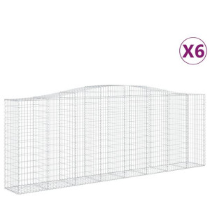 Kosze gabionowe, 6 szt, 400x50x140/160 cm, galwanizowane żelazo