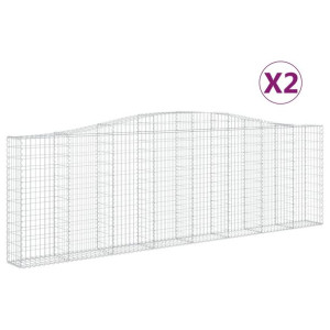Kosze gabionowe, 2 szt, 400x30x120/140 cm, galwanizowane żelazo