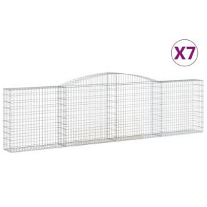 Kosze gabionowe, 7 szt, 400x30x100/120 cm, galwanizowane żelazo