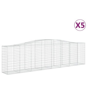 Kosze gabionowe, 5 szt, 400x50x100/120 cm, galwanizowane żelazo