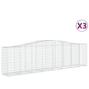 Kosze gabionowe, 3 szt, 400x50x100/120 cm, galwanizowane żelazo