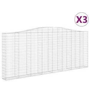 Kosze gabionowe, 3 szt, 400x30x160/180 cm, galwanizowane żelazo