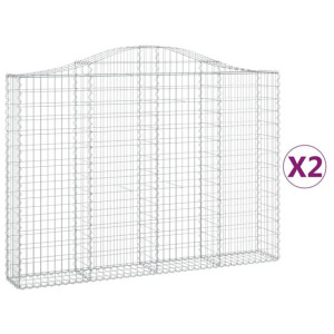 Kosze gabionowe, 2 szt, 200x30x140/160 cm, galwanizowane żelazo