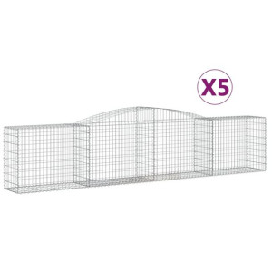 Kosze gabionowe, 5 szt, 400x50x80/100 cm, galwanizowane żelazo