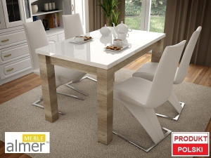 Stół S02 BLAT MDF BIAŁY POŁYSK rozkładany 120(+2x50)x70