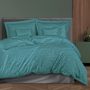 Pościel satyna bambusowo-bawełniana (P) STRIPE SEA TURQUOISE/160x200 +2x70x
