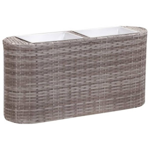 Podwyższona donica ogrodowa, 80x25x40 cm, polirattan, szara