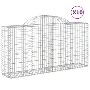 Kosze gabionowe, 10 szt, 200x50x100/120cm, galwanizowane żelazo