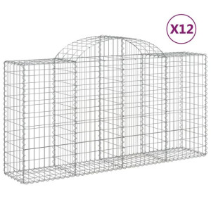 Kosze gabionowe, 12 szt, 200x50x100/120cm, galwanizowane żelazo