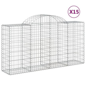 Kosze gabionowe, 15 szt, 200x50x100/120cm, galwanizowane żelazo