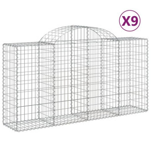 Kosze gabionowe, 9 szt, 200x50x100/120 cm, galwanizowane żelazo