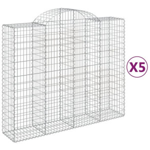 Kosze gabionowe, 5 szt, 200x50x160/180 cm, galwanizowane żelazo