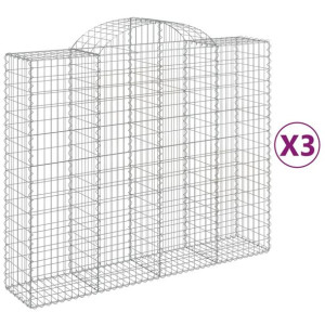 Kosze gabionowe, 3 szt, 200x50x160/180 cm, galwanizowane żelazo