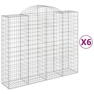 Kosze gabionowe, 6 szt, 200x50x160/180 cm, galwanizowane żelazo