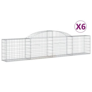Kosze gabionowe, 6 szt., 300x30x60/80 cm, galwanizowane żelazo