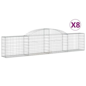 Kosze gabionowe, 8 szt., 300x30x60/80 cm, galwanizowane żelazo