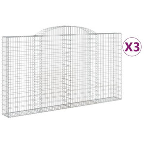 Kosze gabionowe, 3 szt, 300x30x160/180 cm, galwanizowane żelazo