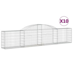 Kosze gabionowe, 10 szt., 300x30x60/80 cm, galwanizowane żelazo