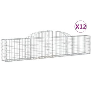 Kosze gabionowe, 12 szt., 300x30x60/80 cm, galwanizowane żelazo
