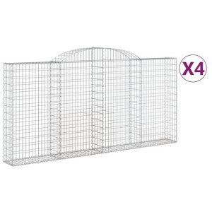 Kosze gabionowe, 4 szt, 300x30x140/160 cm, galwanizowane żelazo