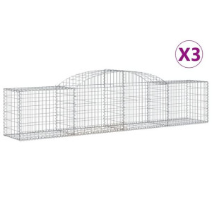 Kosze gabionowe, 3 szt., 300x50x60/80 cm, galwanizowane żelazo
