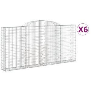 Kosze gabionowe, 6 szt, 300x30x140/160 cm, galwanizowane żelazo