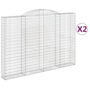 Kosze gabionowe, 2 szt, 300x30x200/220 cm, galwanizowane żelazo