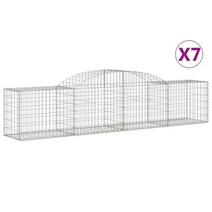 Kosze gabionowe, 7 szt., 300x50x60/80 cm, galwanizowane żelazo