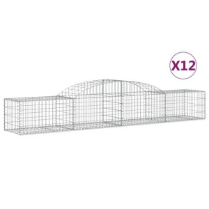 Kosze gabionowe, 12 szt, 300x50x40/60 cm, galwanizowane żelazo