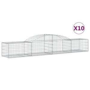 Kosze gabionowe, 10 szt, 300x50x40/60 cm, galwanizowane żelazo