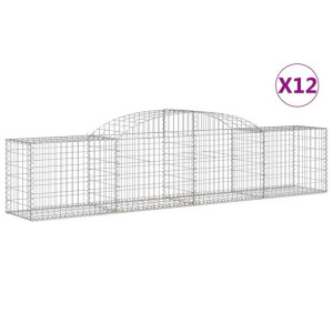 Kosze gabionowe, 12 szt., 300x50x60/80 cm, galwanizowane żelazo