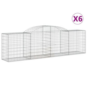 Kosze gabionowe, 6 szt., 300x50x80/100 cm, galwanizowane żelazo