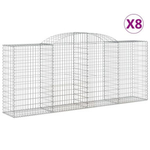 Kosze gabionowe, 8 szt, 300x50x120/140 cm, galwanizowane żelazo
