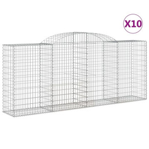 Kosze gabionowe, 10 szt, 300x50x120/140cm, galwanizowane żelazo