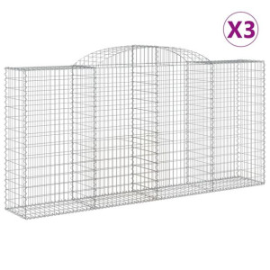 Kosze gabionowe, 3 szt, 300x50x140/160 cm, galwanizowane żelazo