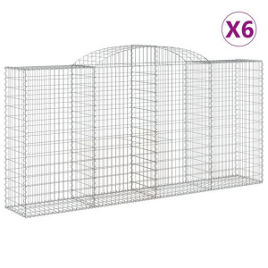 Kosze gabionowe, 6 szt, 300x50x140/160 cm, galwanizowane żelazo